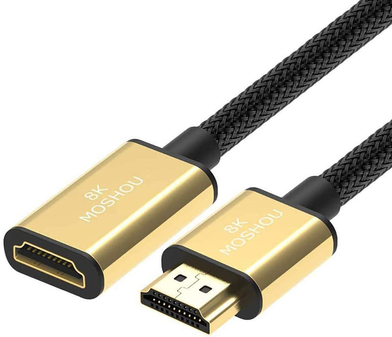 SIKAI HDMI Extension Cable 8K HDMI 2.1 Male to Female HDMI Cable Ultra High Speed 8K 60Hz, 4K 120Hz, 3D Ultra HDR 48Gbps HiFi eARC Dolby Atmos HDCP2.2 HDMI Extension Cable (0.75 Feet) 0.75 Feet