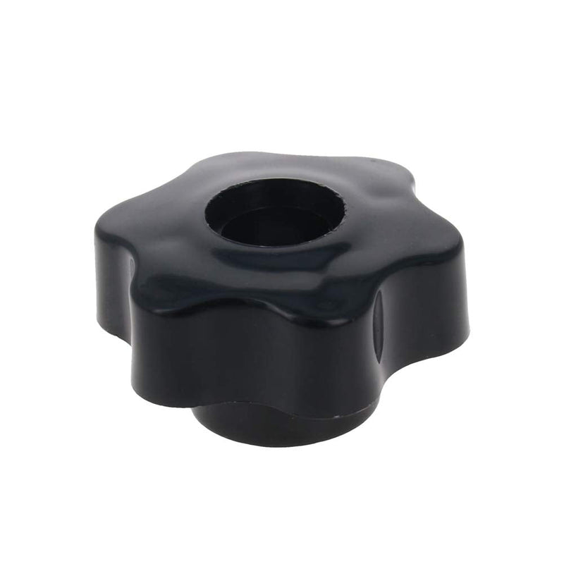 MroMax Star Head Through Hole Knob-M12x 48mm Female Threaded Black Plastic Screw-On for Mechanical Equipment 4Pcs