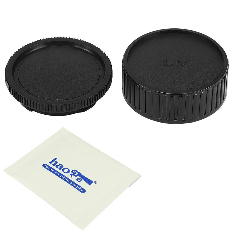 Haoge Camera Body Cap and Rear Lens Cap Cover Kit for Leica M LM Mount Camera Lens Such as M240, M240P, M262, M3, M2, M1, M4, M5, CL, M6, MP, M7, M8, M9, M9-P, M Monochrom, M-E, M, M-P, M10, M-A for Leica M Mount