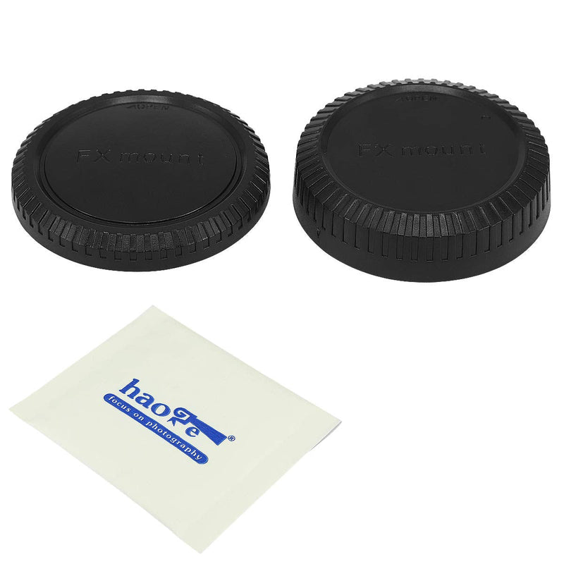 Haoge Camera Body Cap and Rear Lens Cap Cover Kit for Fujifilm X FX Mount Camera Lens Such as X-Pro1 X-Pro2 X-Pro3 X-T1 X-T2 X-T3 XT4 XE4 X-T10 X-T20 X-T30 X-E2 X-E2s X-E3 X-A10 X-A20 X-H1 X-A5 X-T100 for Fujifilm X Mount