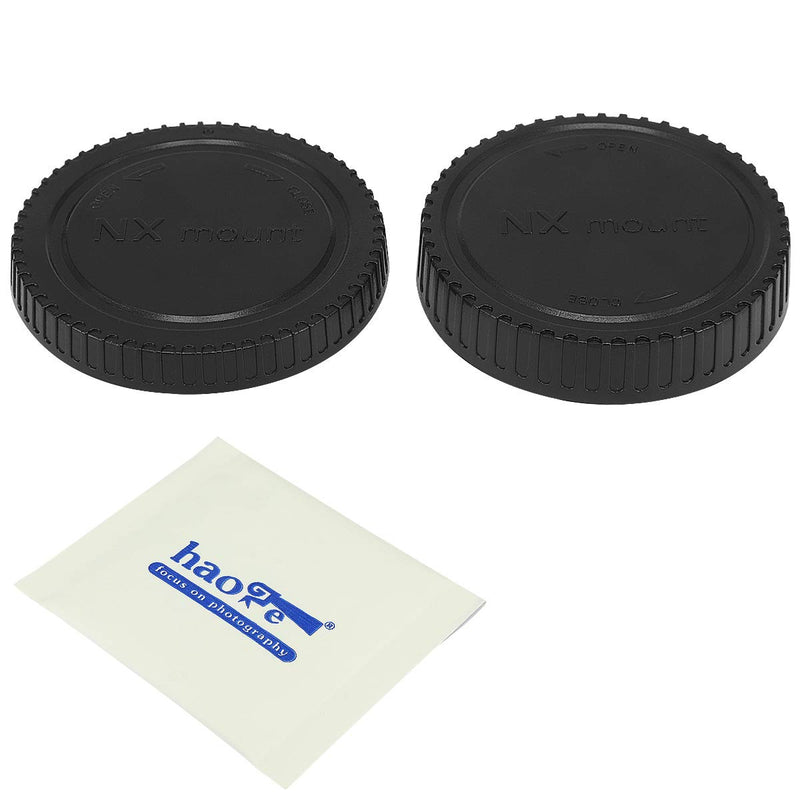 Haoge Camera Body Cap and Rear Lens Cap Cover Kit for Samsung NX Mount Camera Lens Such as NX1 NX5 NX10 NX20 NX30 NX200 NX210 NX300 NX300M NX500 NX1000 NX1100 NX2000 NX3000 NX3300