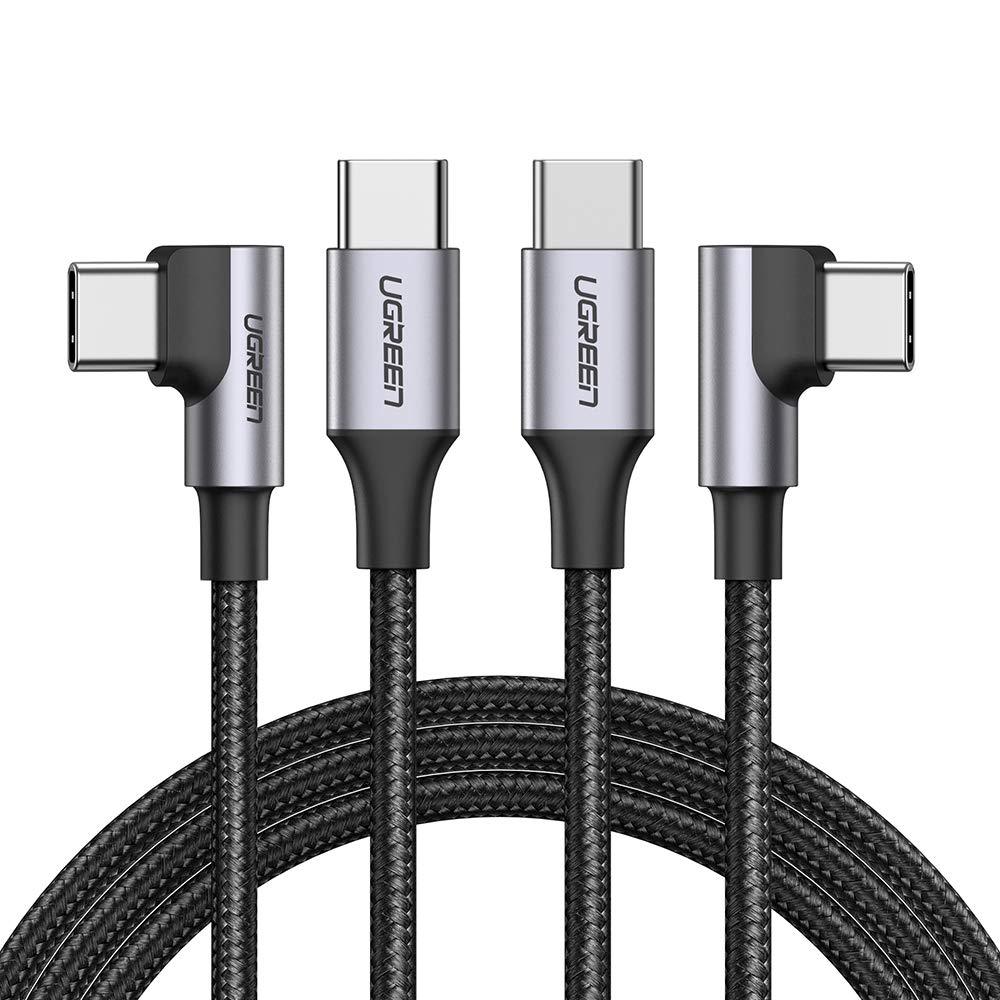 UGREEN USB C to USB C Cable Right Angle 2-Pack, Type C 60W PD Fast Charging Cord Compatible with MacBook Air/Pro, iPad Air/Pro 2020, Samsung Galaxy S21/S20/Note 20,Google Pixel 4/3, LG,Switch 6FT