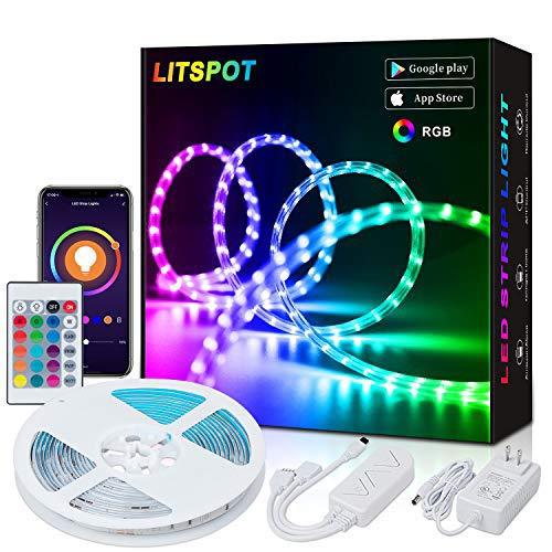 LITSPOT Smart WiFi Led Strip Lights 16.4FT - Flexible Color Changing 5050 RGB 300LEDs Light Strip Kit with IR Remote and 12V Power Supply for Bedroom Bar Home Kitchen DIY Decoration