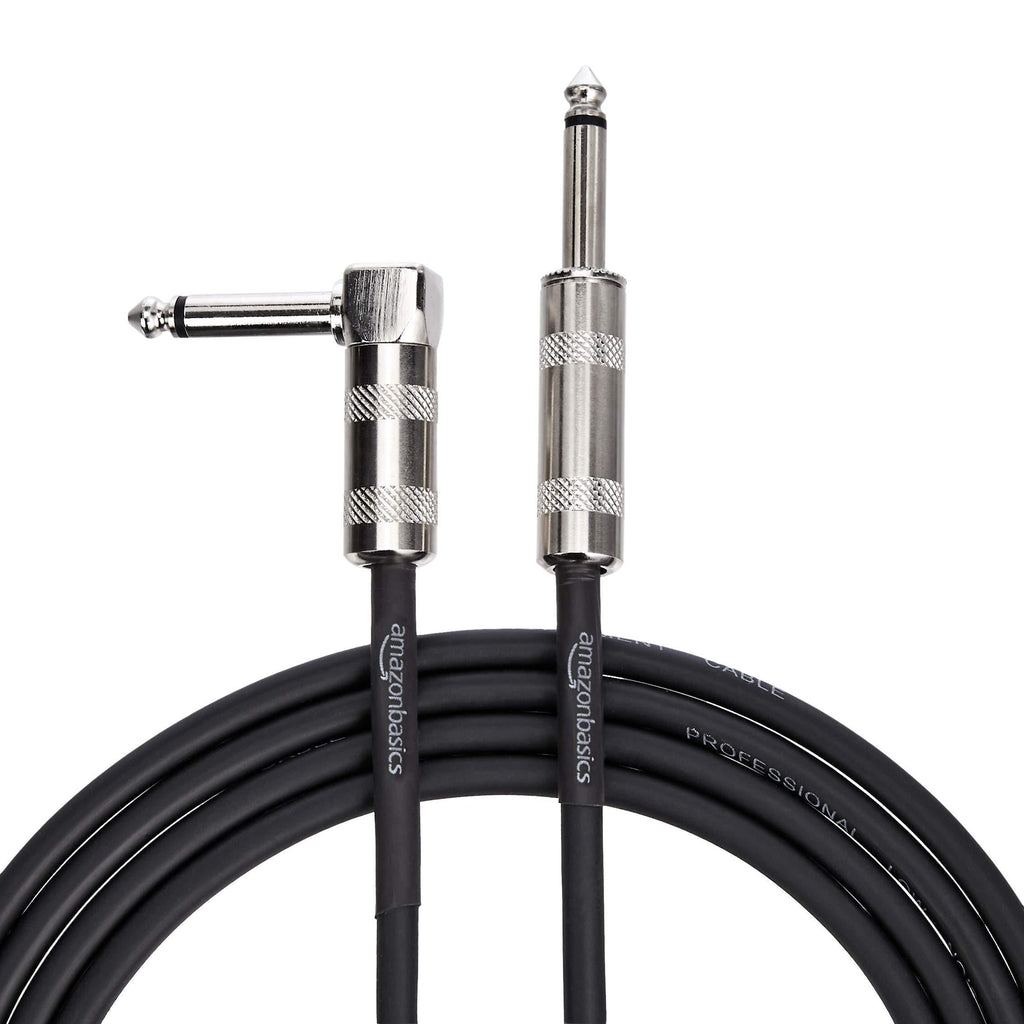 Amazon Basics 1/4 Inch Right-Angle Instrument Cable - 10 Foot (Black)