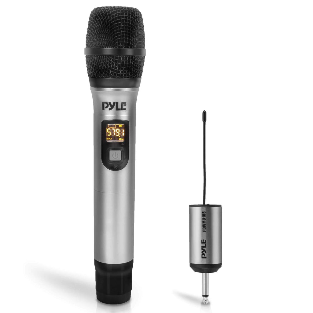 [AUSTRALIA] - Portable UHF Wireless Microphone System - Professional Battery Operated Handheld Dynamic Unidirectional Cordless Microphone Transmitter Set w/Adapter Receiver, for PA Karaoke DJ Party - Pyle PDWMU105 