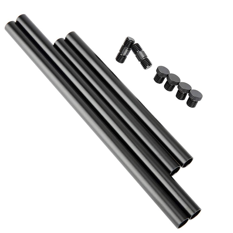 NICEYRIG 15mm Rod 8 Inch and 12 Inch, with M12 Thread Rod Connector Rod Cap Extend to 20 Inch Rods for Camera Shoulder Rig Support System - 189