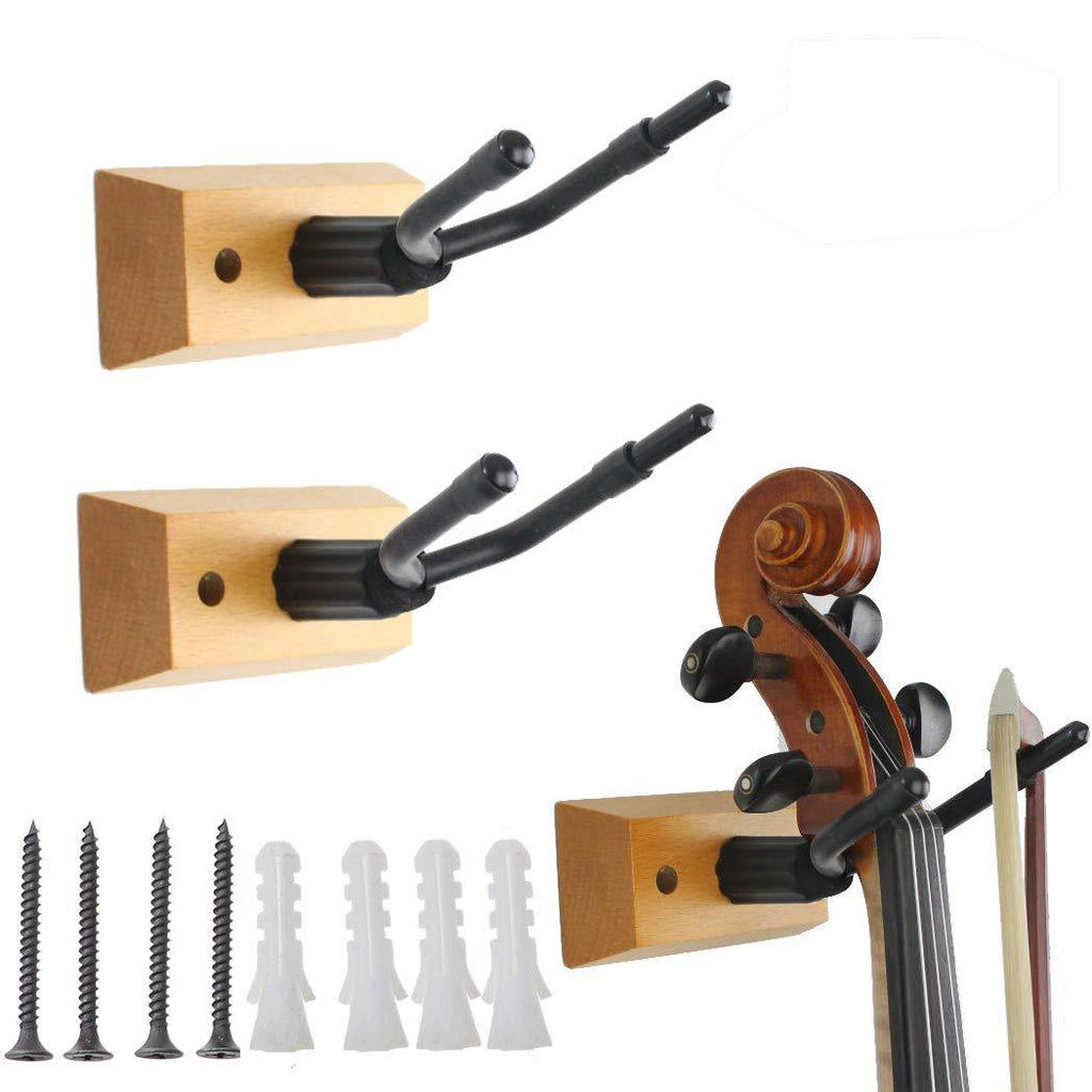 Hidear Wall Mount Violin Hanger Wall Mount Violin Hook Violin holder with Bow Holder 2 Packs
