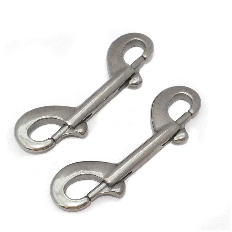 Pair of 316 SS Marine Grade 4-1/2''(115MM) Double Ended Bolt Snap Hook Double End Snap Trigger Chain Diving Clips for Water Bucket/Dog Leash/Pet Feed Bucket/Pet Hammock (Silver)