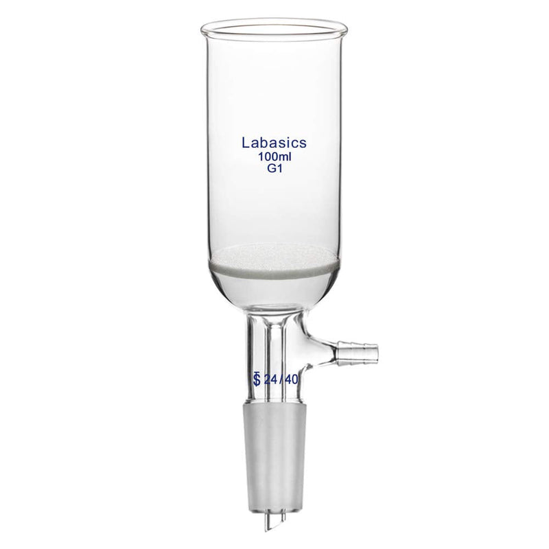 Labasics Borosilicate Glass Buchner Filtering Funnel with Coarse Frit (G1), 46mm Inner Diameter, 80mm Depth, with 24/40 Standard Taper Inner Joint and Vacuum Serrated Tubulation (100ml) 100 ml