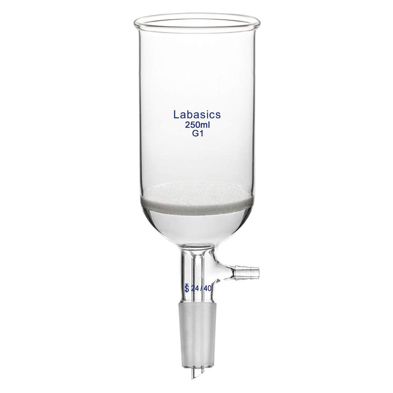 Labasics Borosilicate Glass Buchner Filtering Funnel with Coarse Frit (G1), 65mm Inner Diameter, 100mm Depth, with 24/40 Standard Taper Inner Joint and Vacuum Serrated Tubulation (250ml) 250 ml