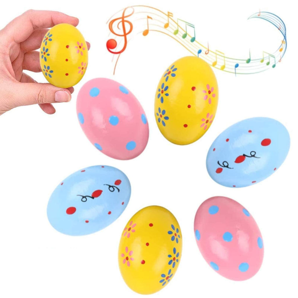 DomeStar Easter Shaker Eggs, 6PCS Musical Eggs Musical Shakers Wooden Egg Shakers Wooden Percussion