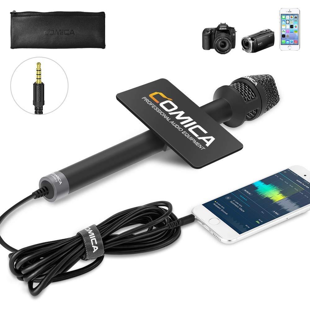 [AUSTRALIA] - COMICA HRM-S Interview Microphone Condenser Cardioid Microphone with 3.5mm TRRS Plug, Reporter Microphone for iPhone Android Smartphone and Laptop, Handheld Mic for Interviews, Reports, Presentation 3.5mm Jack 