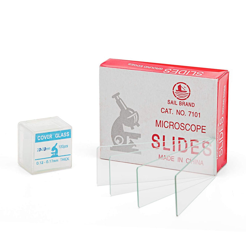 SWIFT Microscope Slides Kit with 50 Pre-Cleaned Blank Slides and 100 Glass Coverslips for Monocular Binocular Trinocular Microscopes BS50CB