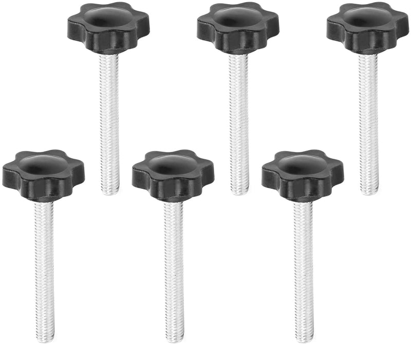 MroMax 16PCS M6x50mm Star Handle Knob Thread Replacement Tightening Screw Quick Disassembly Replacement Parts Clamping Handle Grip Screw Knob Black