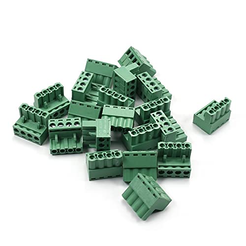 Fielect 20Pcs 5.08mm Pitch 4P PCB Screw Terminal Block Connector 300V 15A Pluggable Teminal Blocks Connector Green