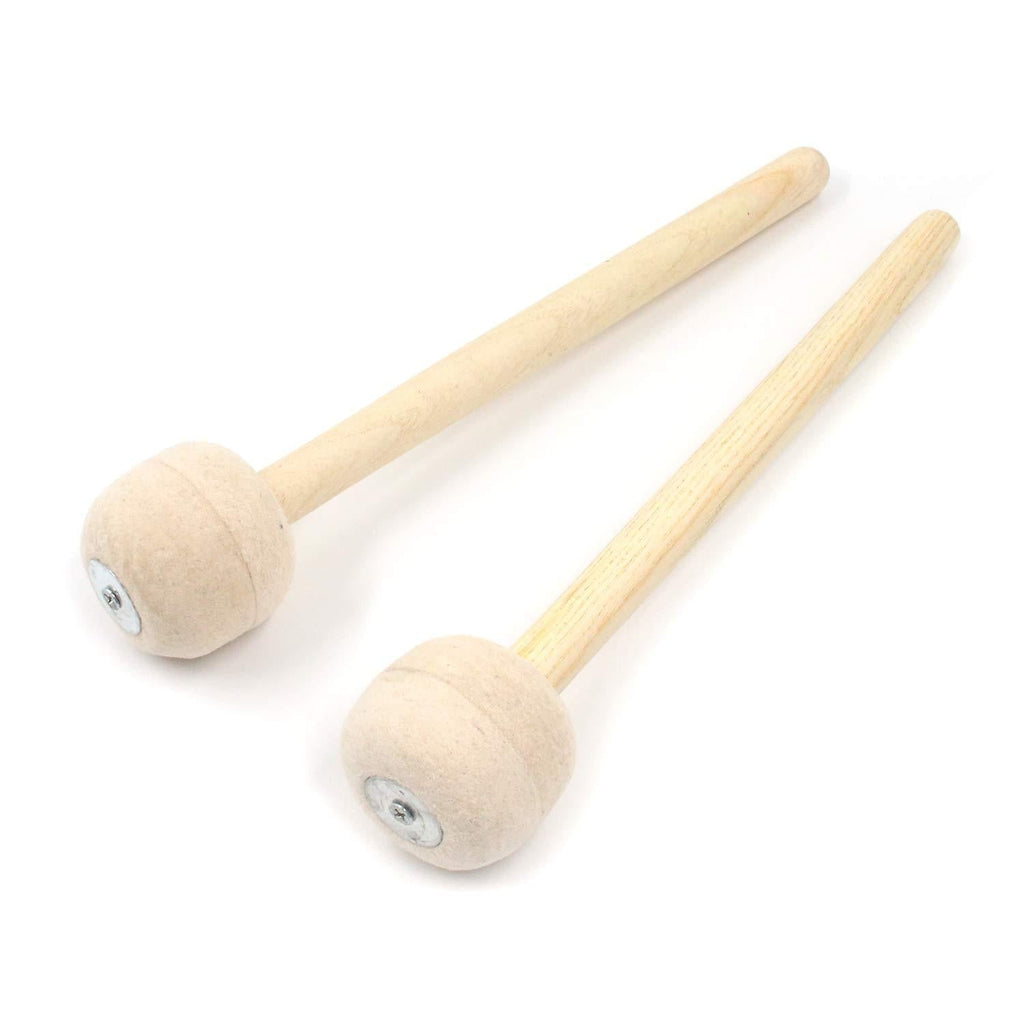 FarBoat 2Pcs Drum Mallet Drum Stick 12.8" Australian Wool Felt Wood Handle Anti-Slip Instrument Accessories Part for Drums Snare Drums (Beige) 12.8" beige