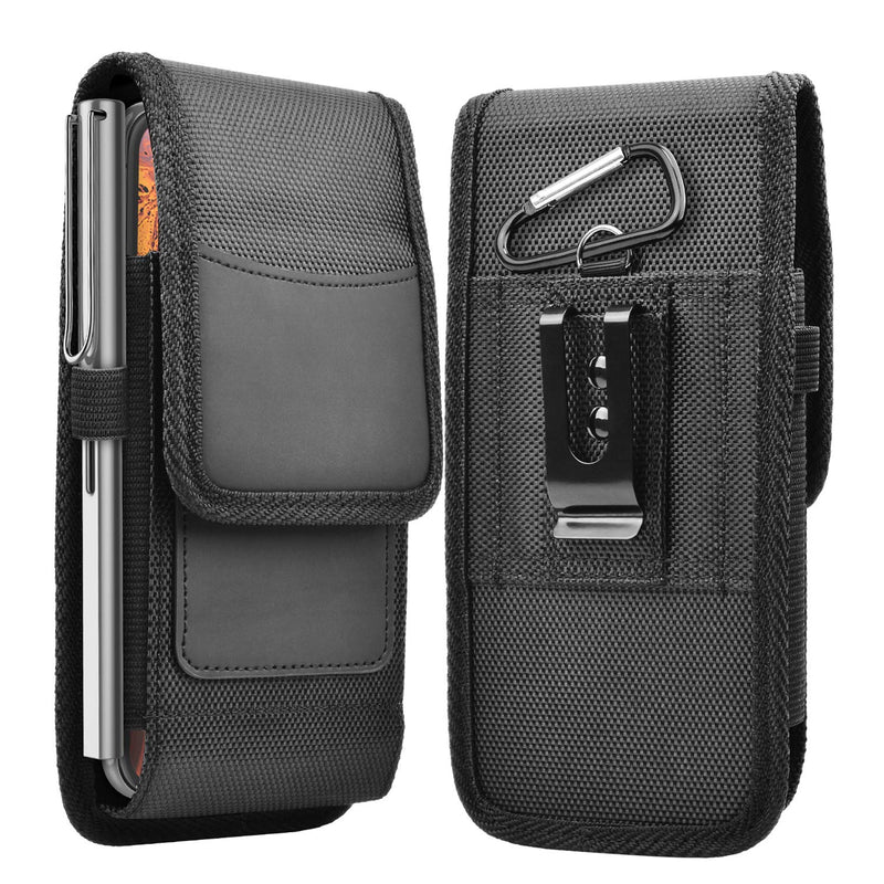 Takfox Phone Holster for Samsung Galaxy S20 Ultra S20 Plus S21 S10+ S9 S8 J7 J3, A01 A11 A21 A51 A71 A10e A20 A30 A12, K51 Stylo 6 Nylon Cell Phone Belt Clip Holster Carrying Pouch w Card Holder,Black