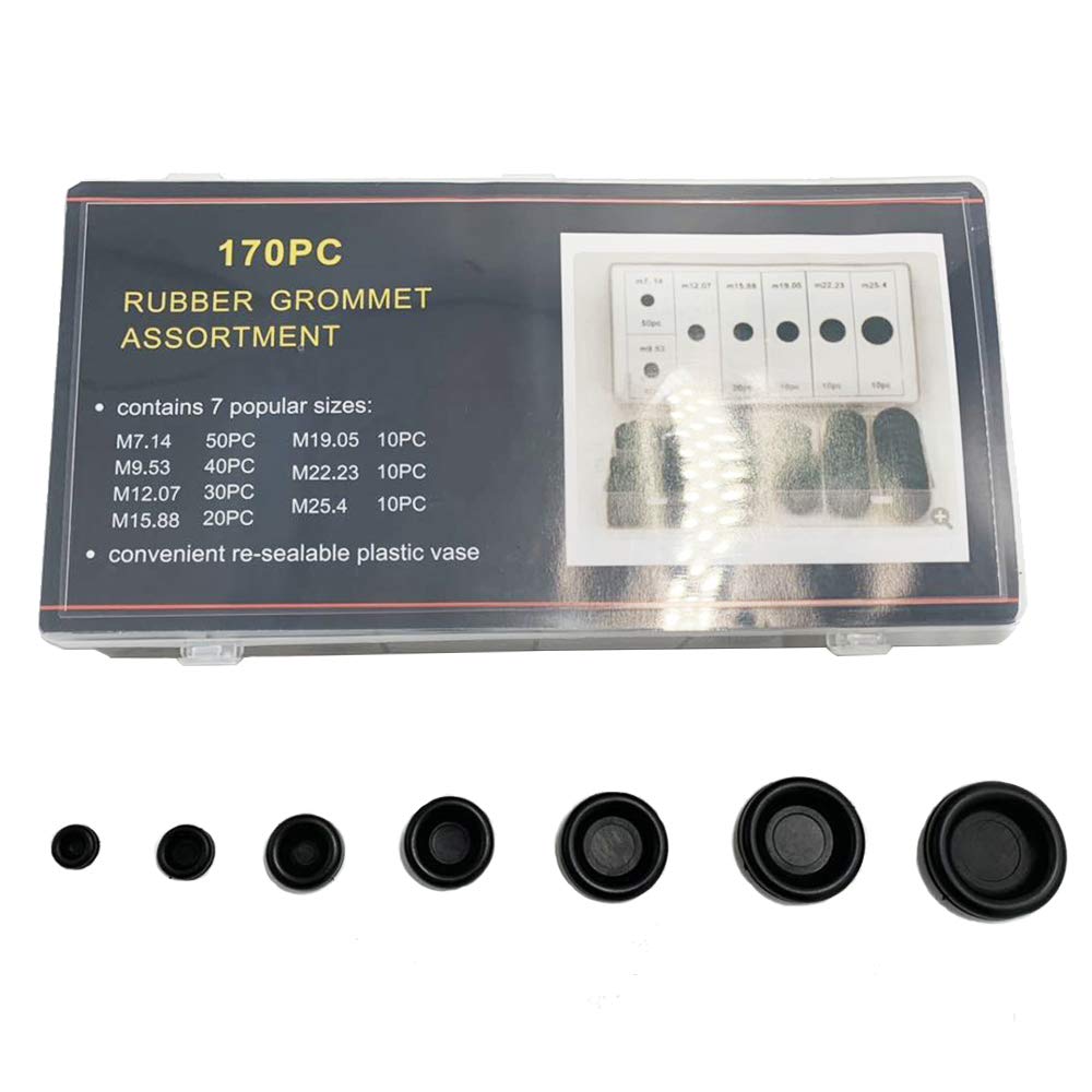170Pcs Rubber Grommet Kits Firewall Hole Plug Set Electrical Wire Gasket Set for Wire Plug and Cable