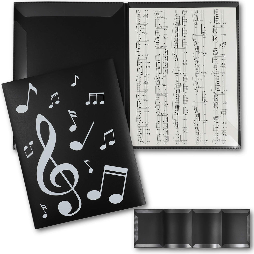 Sheet Music Folder with 4-Sided Pockets (11.8 x 9 Inches, Black, 2-Pack)