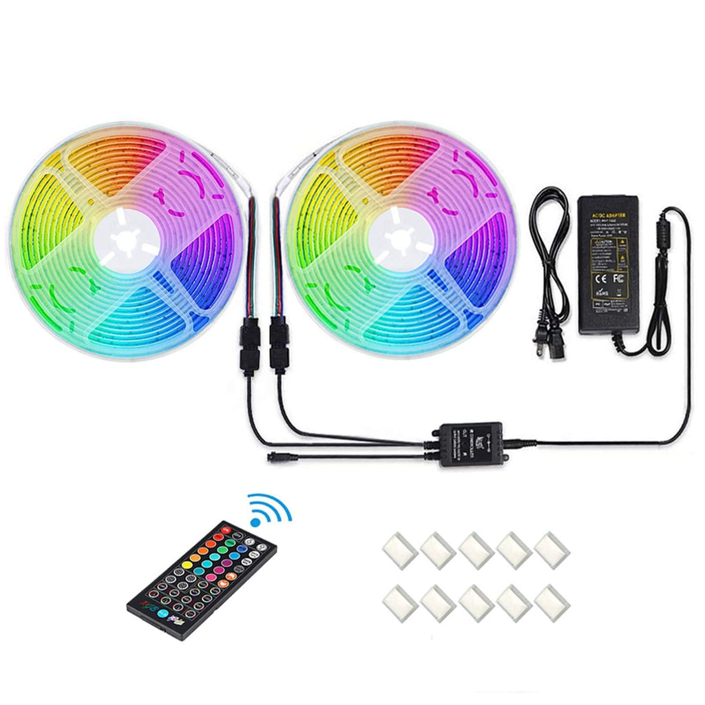 [AUSTRALIA] - LUNSY RGB Strip Lights Music Sync, Dimmable Light Strip with Remote, 32.8 ft/10m, 12V, Waterproof, Sound Activated, Color Changing 300LED 5050 