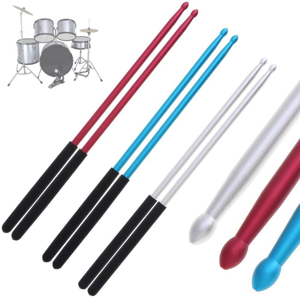 YiPaiSi 5A Aluminum Sticks Drumsticks, Aluminium Drum Sticks, Alu DrumStick, Studio Drumsticks Music Tool, Band Drum Sticks for Jazz Drum and Dumb Drum Pad (Red)