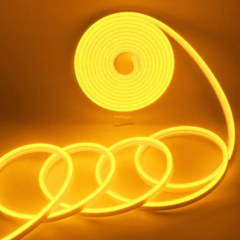 [AUSTRALIA] - EverBright Led Strip Lights 12V Led Neon Rope Light Indoor Outdoor 16.4Ft 600SMD Amber Led Strip, Silicone Led Neon Lights Waterproof Flexible for Signboard Bar Home Party Holiday Decoration 
