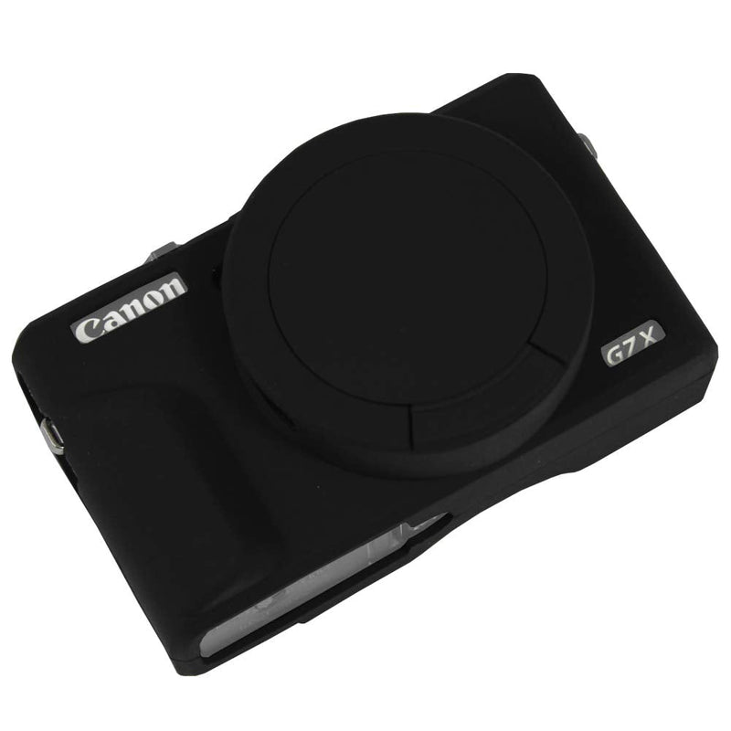Easy Hood Case for Canon Powershot G7 X Mark III Digital Camera, Soft Silicone Protective Cover with Removable Lens Cover for Canon Powershot G7X Mark III DSLR Camera (Black) Black