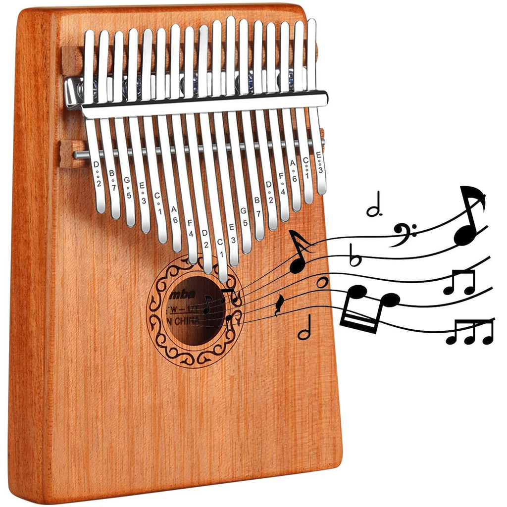 Afoskce Kalimba 17 Keys Thumb Piano with Study Instruction and Tune Hammer, Finger Piano Christmas Gift for Music Fans Kids Adults