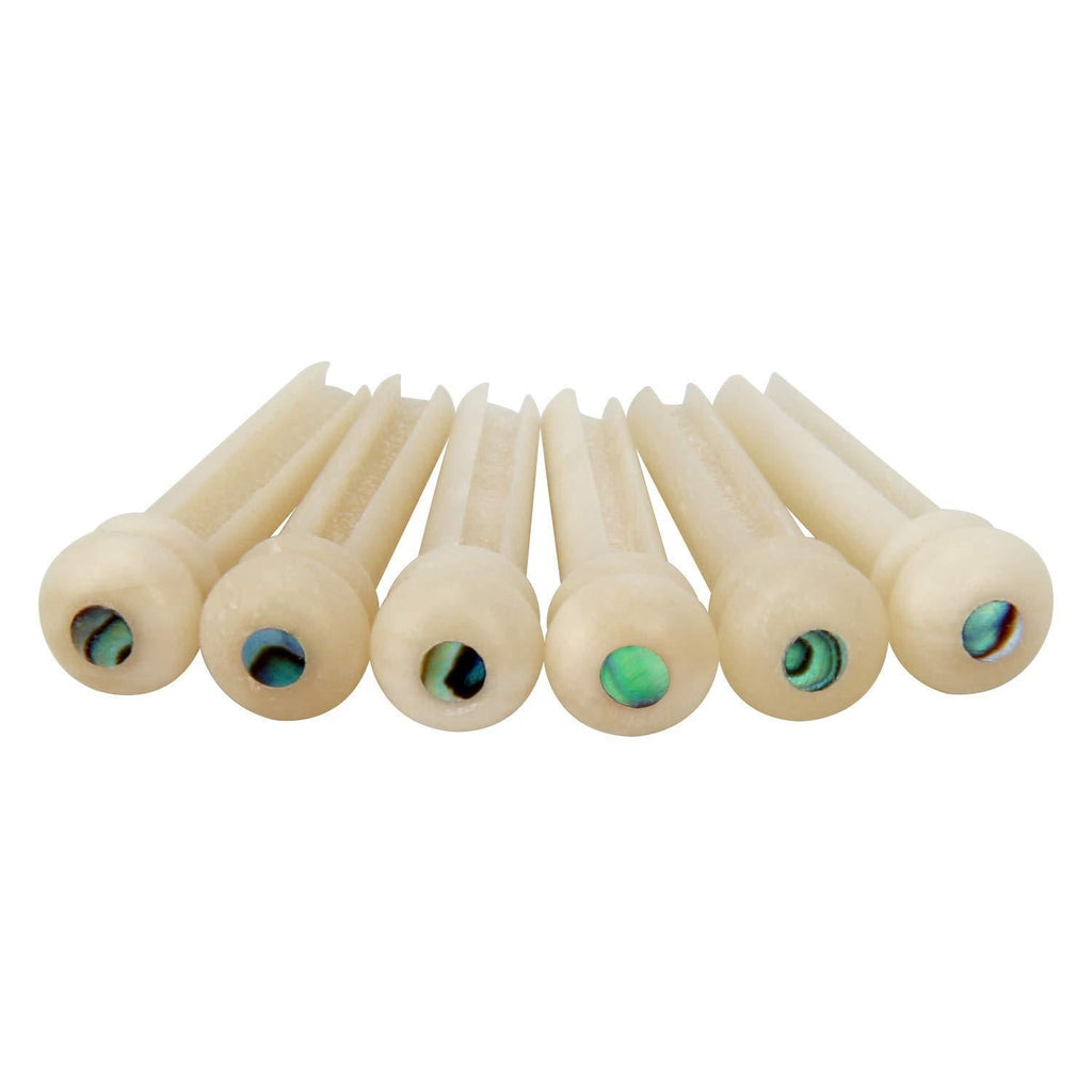 Blisstime 6pcs Guitar Bone Bridge Pins Natural Bone Color Replacement Parts with Abalone Dot