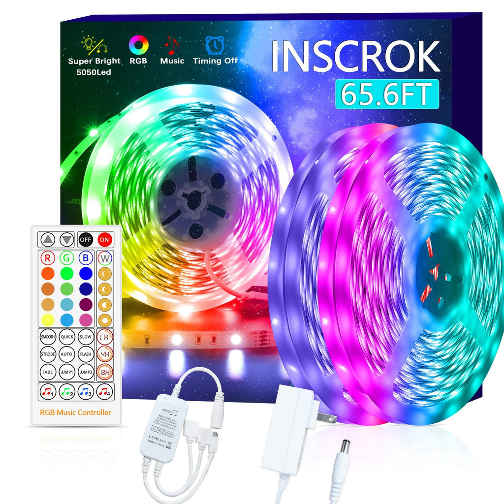 [AUSTRALIA] - 65.5ft (20m) LED Strip Lights 5050 Ultra-Long Color Changing Light Strip with Remote, 600LEDs DIY Color Options Bright RGB LED Lights with Power Adapter for Bedroom Ceiling Under Cabinet 65.5FT 