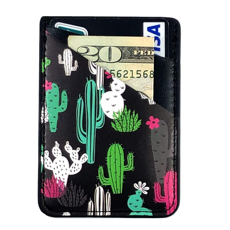 CalorMixs Phone Card Holder,Credit Card Pocket PU Leather Self Adhesive Sticker-on Wallet Sticker Case Pouch Pocket for Back of Phone Android and Smartphones (Cactus) Cactus