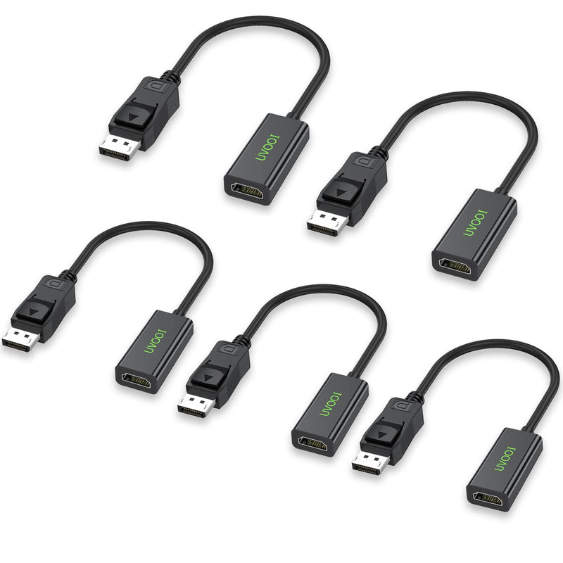 DisplayPort (DP) to HDMI Adapter 5-Pack, Display Port to HDMI Adapter Converter Male to Female Connector 1080P for Computer, Desktop, Laptop, PC, Monitor, Projector, HDTV-Black
