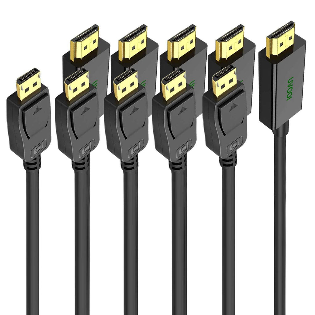 DisplayPort to HDMI Cable 6ft 5-Pack, Display Port (DP) to HDMI Cable 6 feet Adapter for All DisplayPort Laptop/Computer to Monitor/HDTV/Projector with HDMI BK6ft5P