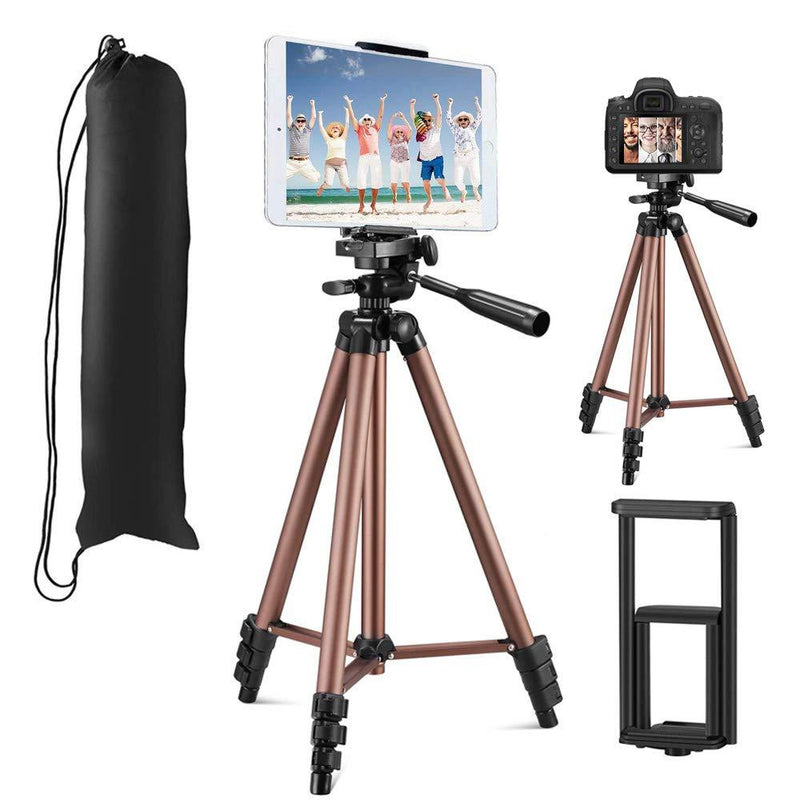 MOREVON Tripod for ipad, [Latest Upgrade] 53" Tripod for iPhone Camera Tablet, Lightweight Aluminum Tripod Stand with Remote, Universal 2 in 1 Phone/Tablet Holder, for Smartphone, Tablet, Camera