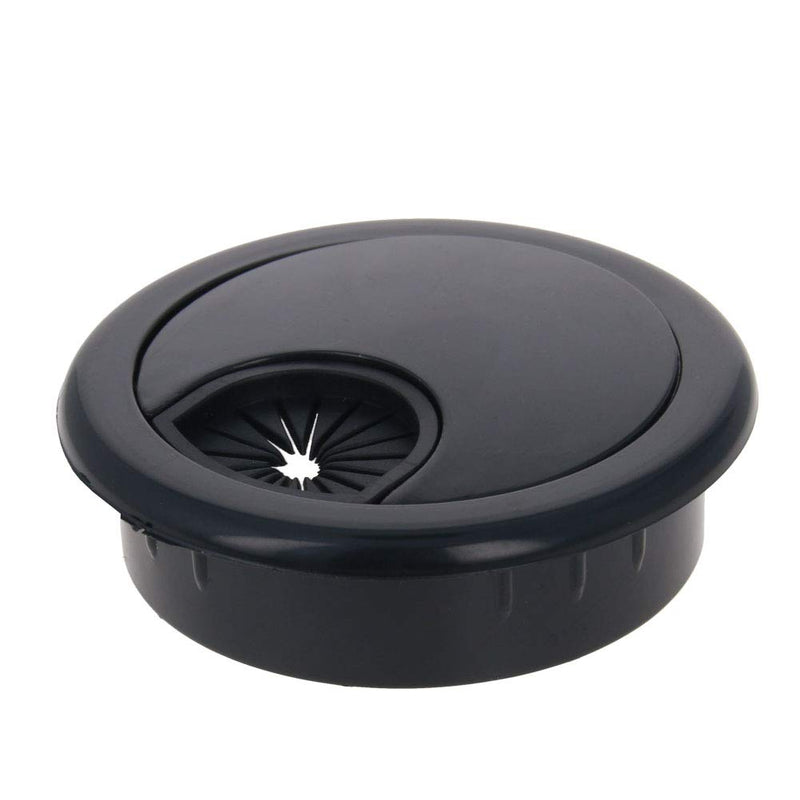 MroMax 2.01" Desk Grommet ABS 51mm Cable Hole Cover Cord Desk Grommets Arrange Wires Organizer for Home Office Desk Cable Cord Black 10Pcs 53 mm Mounting Hole Diameter