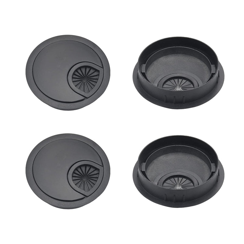 [AUSTRALIA] - MroMax 2.28" Desk Grommet Zinc Alloy 58mm Cable Hole Cover Cord Desk Grommets Arrange Wires Organizer for Home Office Desk Cable Cord Black 4Pcs 60 mm Mounting Hole Diameter 