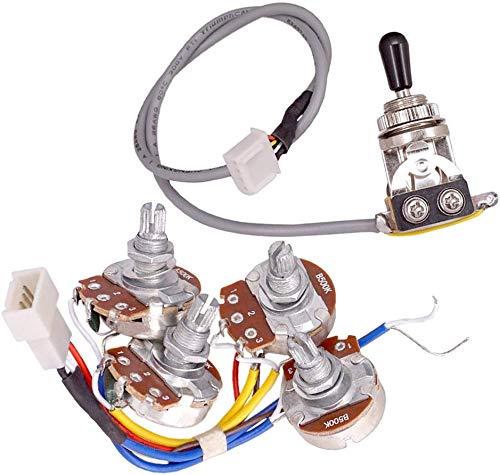 1 Set Guitar Circuit Wiring Harness Kit With 2 Pieces A500k B500K Pots and 1 Piece 3 Way Toggle Switch fit for LP Electric Guitar
