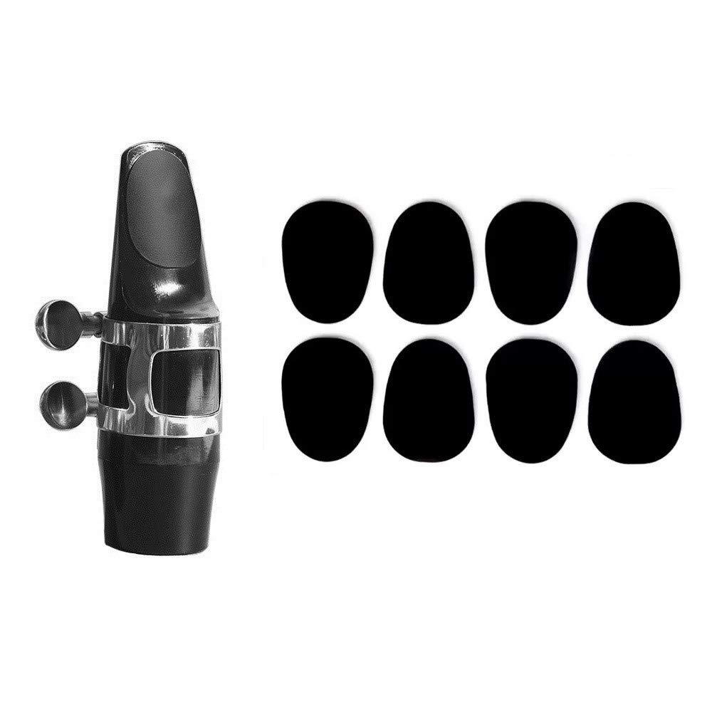 Imelod Alto/Tenor Saxophone & Clarinet Mouthpiece Cushions Patches Pads, 8 Pieces 0.8mm and 8 Pieces 0.5mm Black (Mix Assorted)