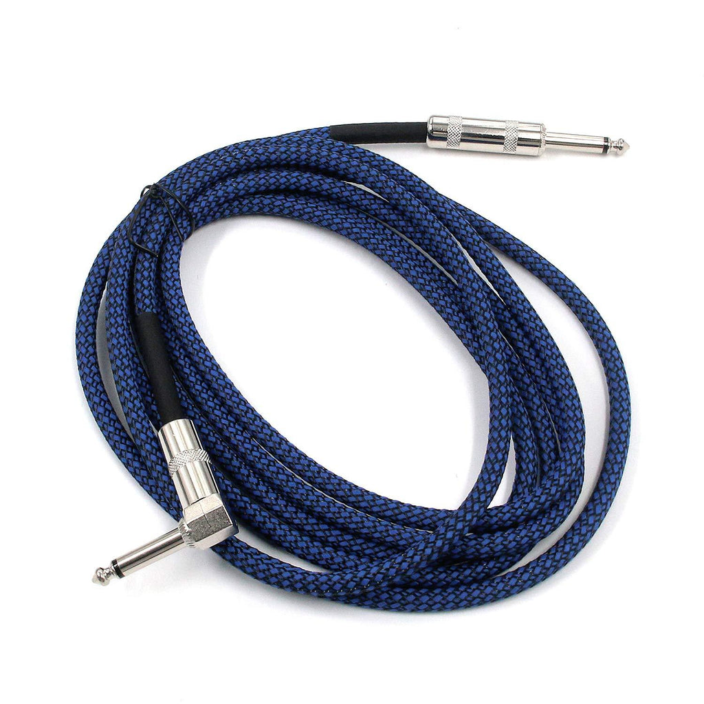 [AUSTRALIA] - Geesatis Instrument Cable Accessories 6.35mm Plug Guitar Cord Right Angle 1/4-Inch TS to Straight 1/4-Inch TS Keyboard Instrument Cable for Bass Guitar Cable Tool, Length 3m, Black/Blue Tweed Blue 