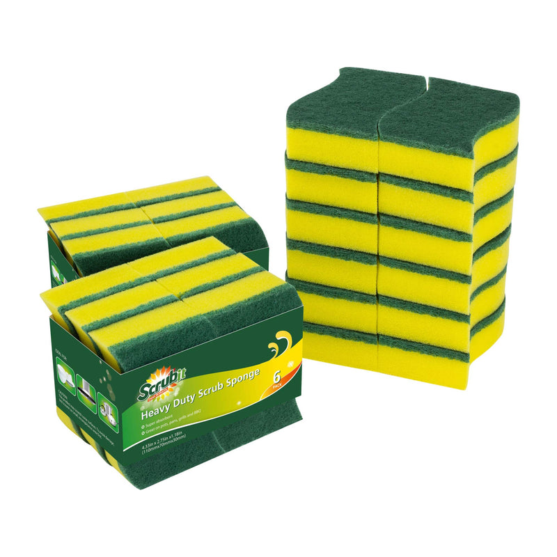 (24 Pack) Heavy Duty Scrub Sponges by SCRUBIT – Kitchen Dish, Sink and Bathroom Cleaning Scrubber Sponge - with Non-Smell Scouring Pad 6 Count (Pack of 4)