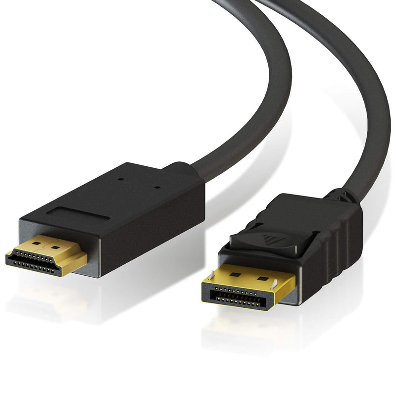 LINKUP - DP Male to HDMI Male Cable | 24K 50μ Gold-Plated Heavy-Duty 28Awg DisplayPort to HDMI Cord Adapter | Compatible with Projectors, Computer Screens, Monitors - 3 ft DP Male to HDMI Male 2K