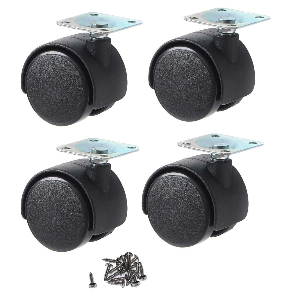 Katahomie Caster Wheels 2 inch Nylon Swivel Plate Casters Pack of 4 with Screws