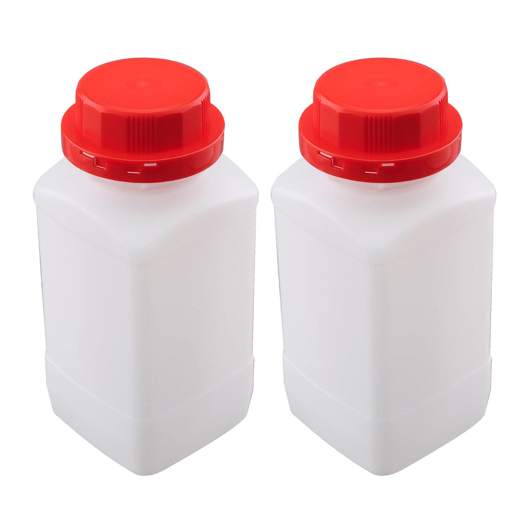 Othmro Plastic Lab Chemical Reagent Bottle 1000ml Wide Mouth Sample Sealing Liquid Storage Translucent Container Red cap 2pcs 1000ml translucent red 2pcs