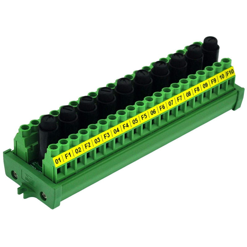 OONO Screw Mount 20 Position Screw Terminal Block Distribution Module with 10 Channel Fuses