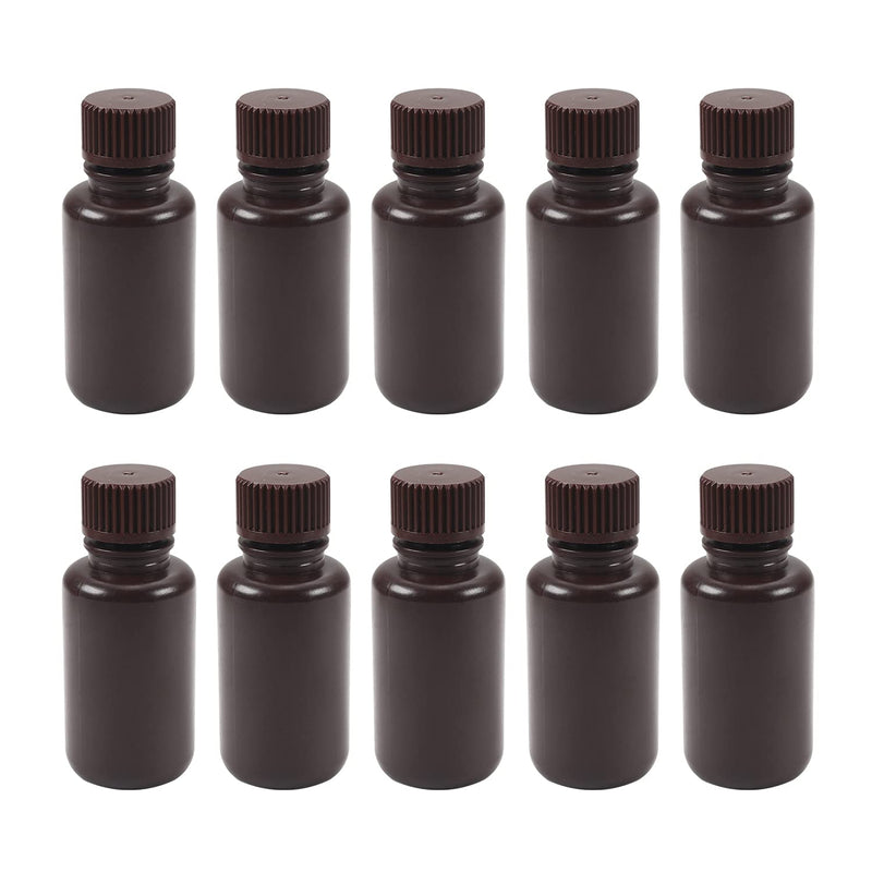 Othmro Plastic Lab Chemical Reagent Bottle 50ml Small Mouth Sample Sealing Liquid Storage Container Brown 10pcs 50ml Brown Small Mouth Color Brown 10pcs