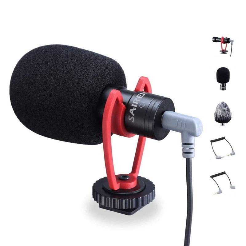 Camera Microphone 3.5mm Mini Shotgun Video Condenser Microphone External Interview Recording Mic Smartphone Vlog Mic Compatible for iPhone/Andoid Smartphone, Canon Nikon Sony Camera Camcorders