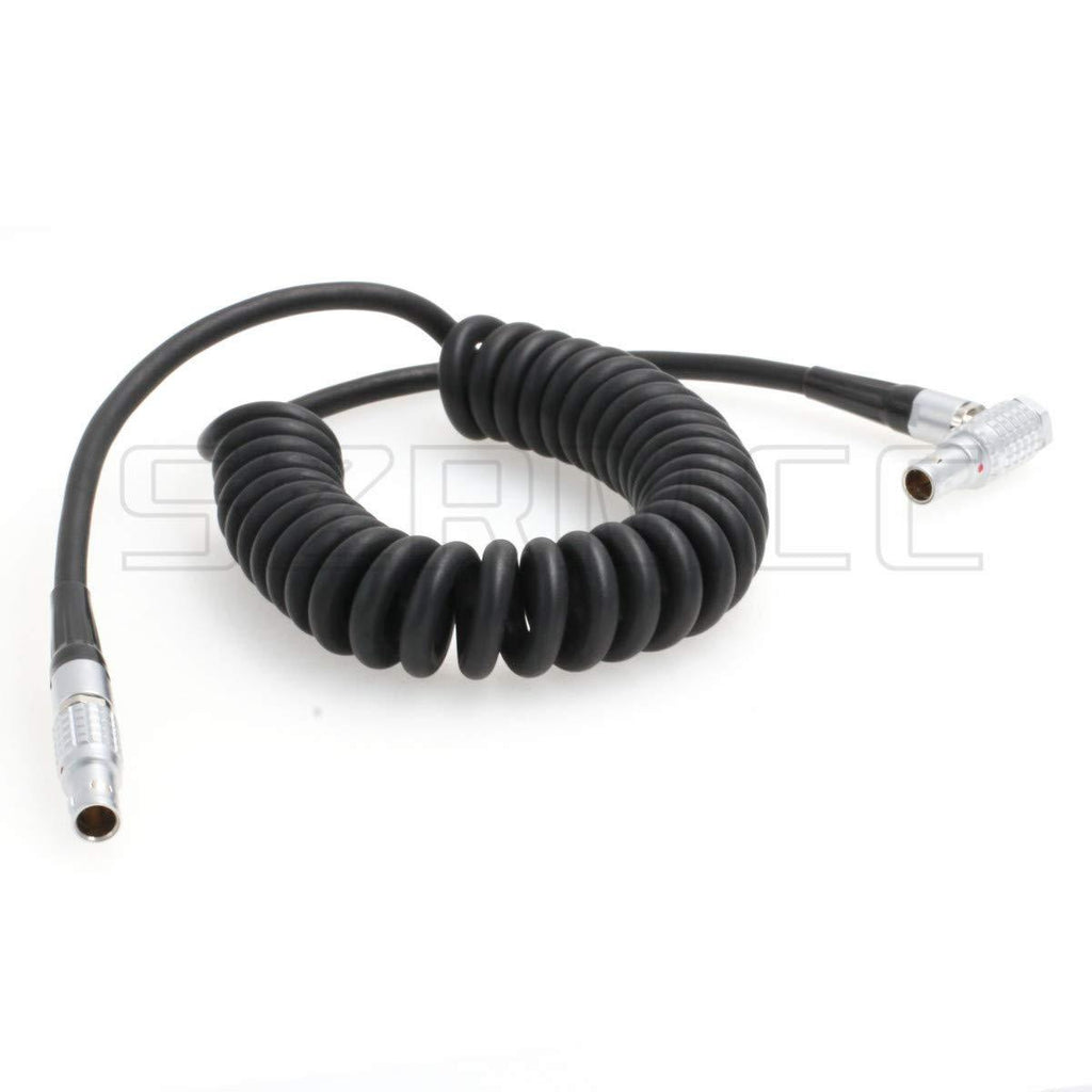 SZRMCC 0B 2 Pin Right Angle Male to 0B 2 Pin Male Coiled Power Cable for ARRI Alexa Camera 2 pin 12V to Teradek Bond Bolt Cube (Coiled Cable) Coiled Cable
