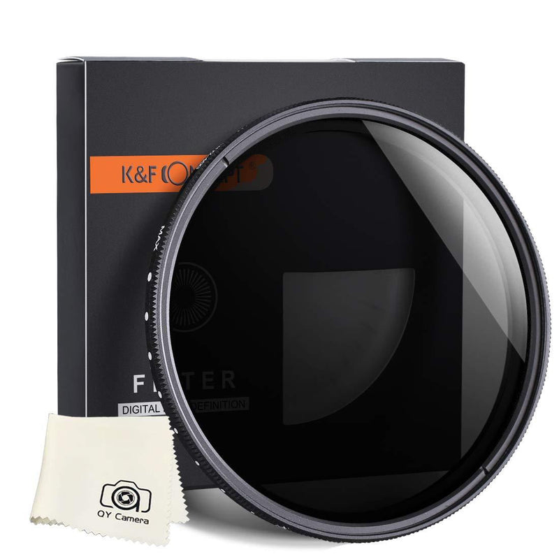 K&F Concept 55mm ND2 to ND400 Variable Neutral Density Filter Slim Fader ND ND2-400 Optical Glass for Sony Nikon Canon DSLR + Microfiber Cleaning Cloth for Cameras Lens ND 2-400 55mm