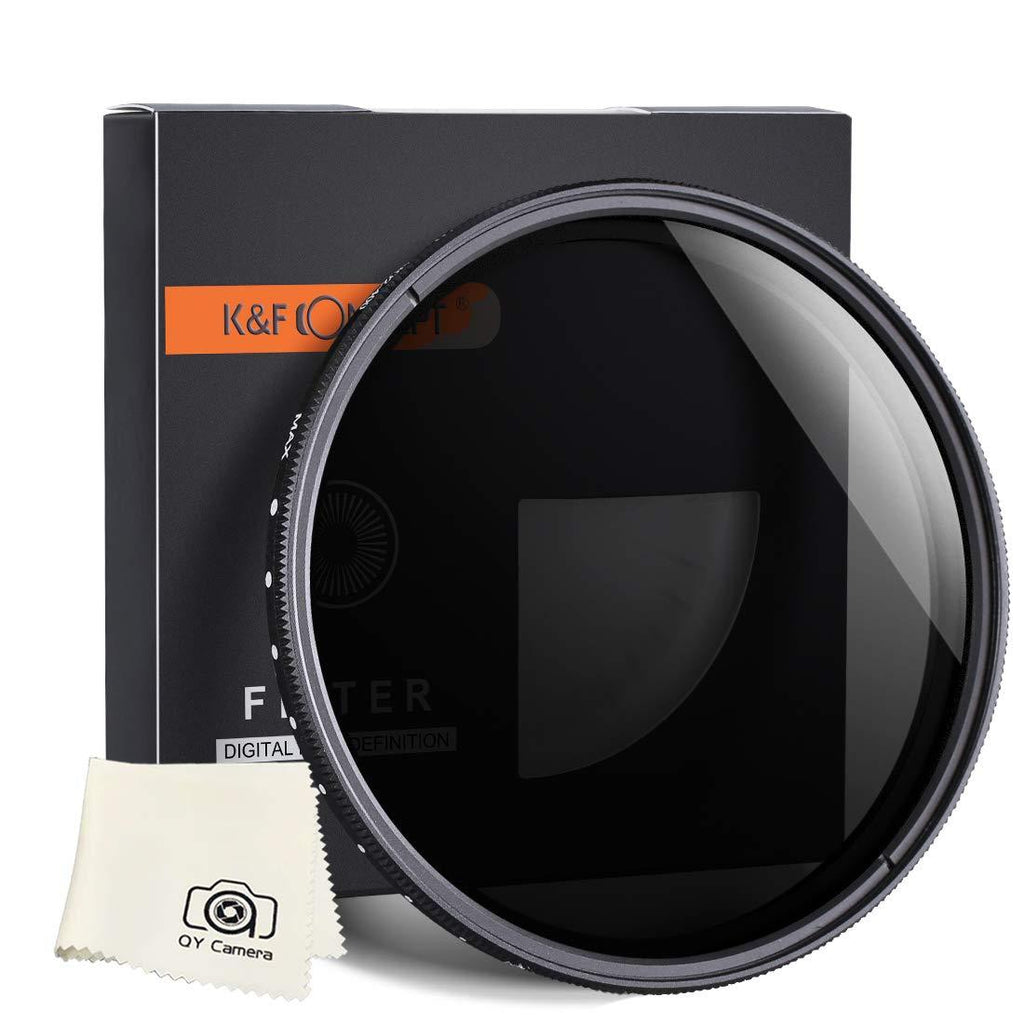 K&F Concept 58mm ND2 to ND400 Variable Neutral Density Filter Slim Fader ND ND2-400 Optical Glass for Sony Nikon Canon DSLR + Microfiber Cleaning Cloth for Cameras Lens ND 2-400 58mm