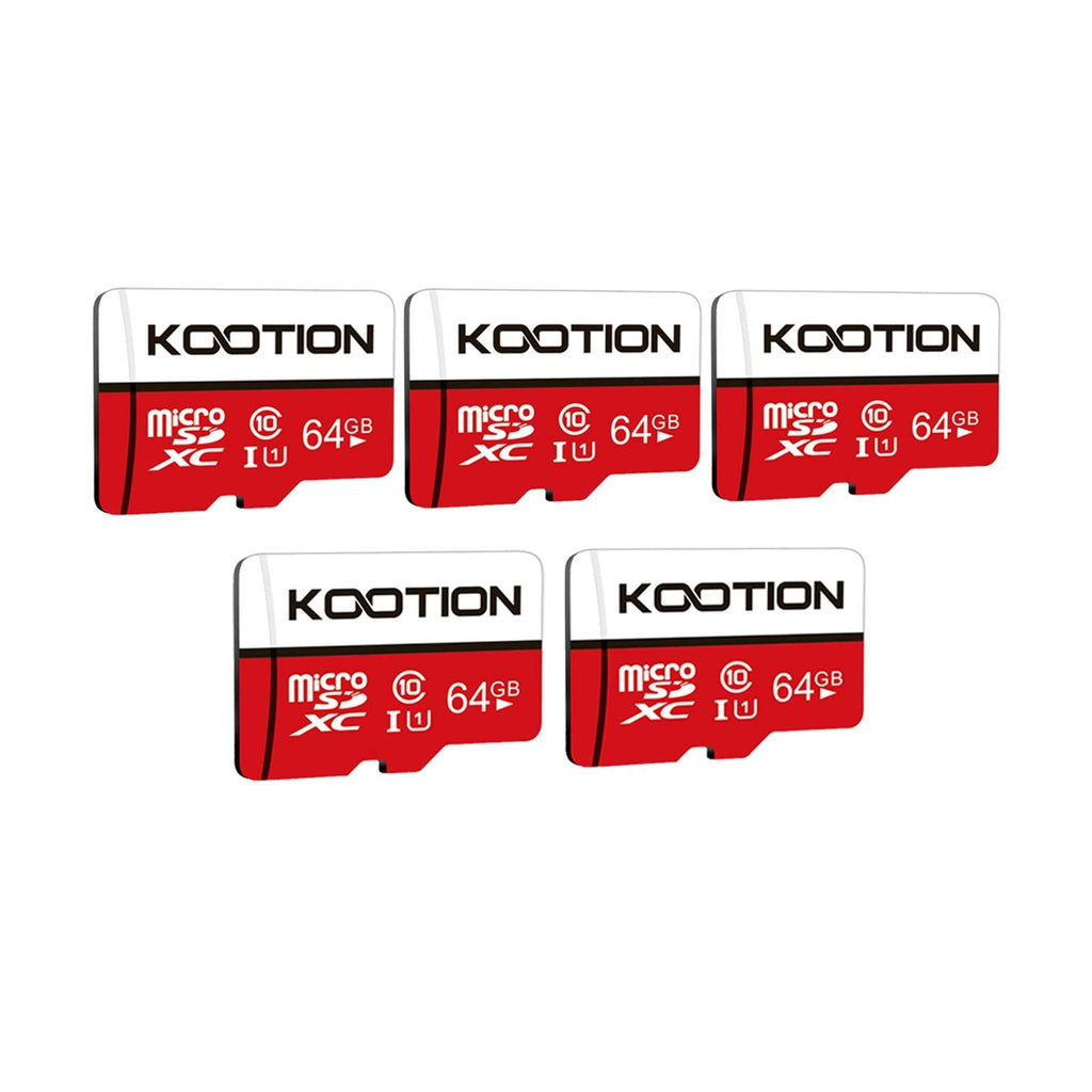 KOOTION 5-Pack 64GB Micro SD Card Class 10 Micro-SDXC Memory Card UHS-I, High Speed Flash TF Card for Security Camera/Smartphone/Drone/Dash Cam/Tablet/PC, C10, U1, 64GB 5pack 5×64GB